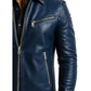 Theodore Blue Leather Jacket - Men Leather Jacket Blue