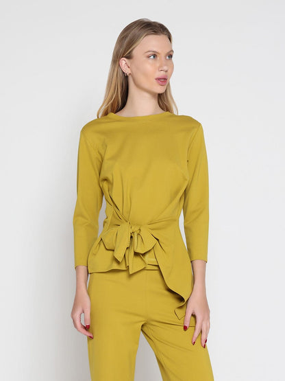 Gracia Fashion Women's Thick Long Sleeve Shirt with Waist Tie