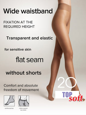 Tights Conte Top Soft 20 Den - Adjustable Fit for Sensitive Skin