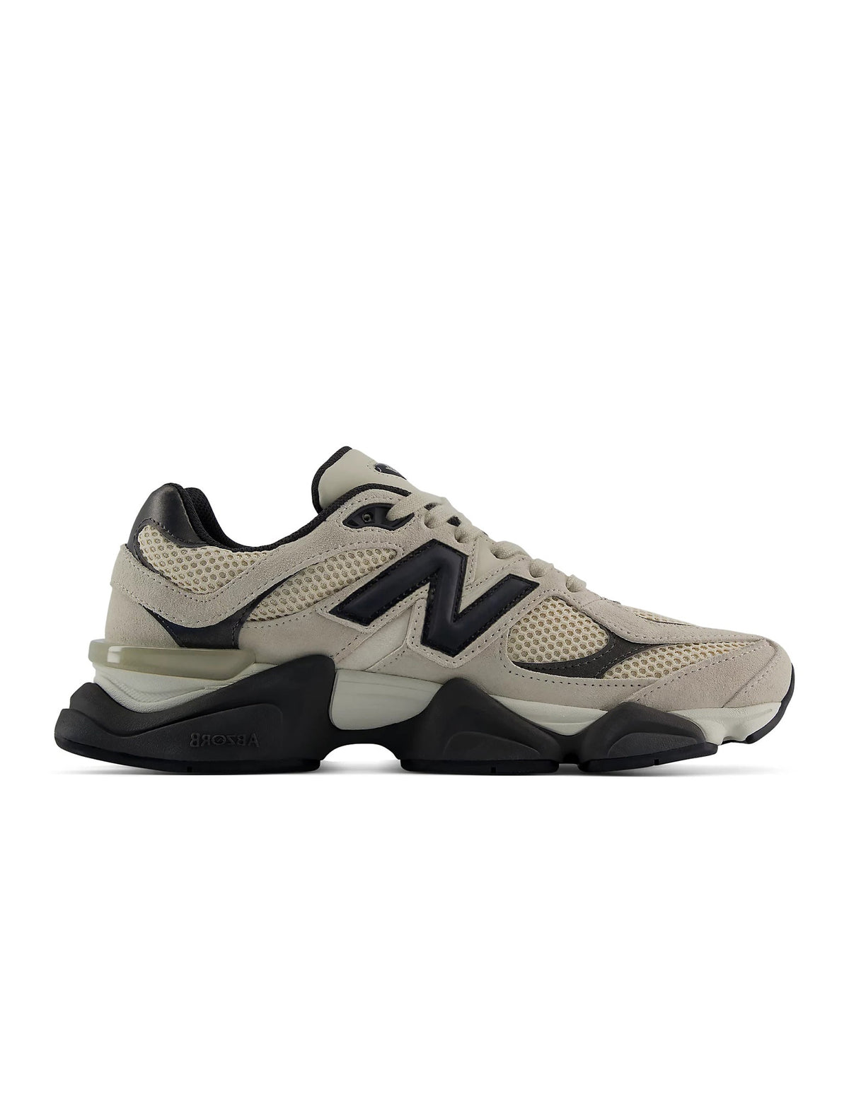 Beige New Balance 9060 men's lifestyle shoes with stylish design and comfortable athletic silhouette.