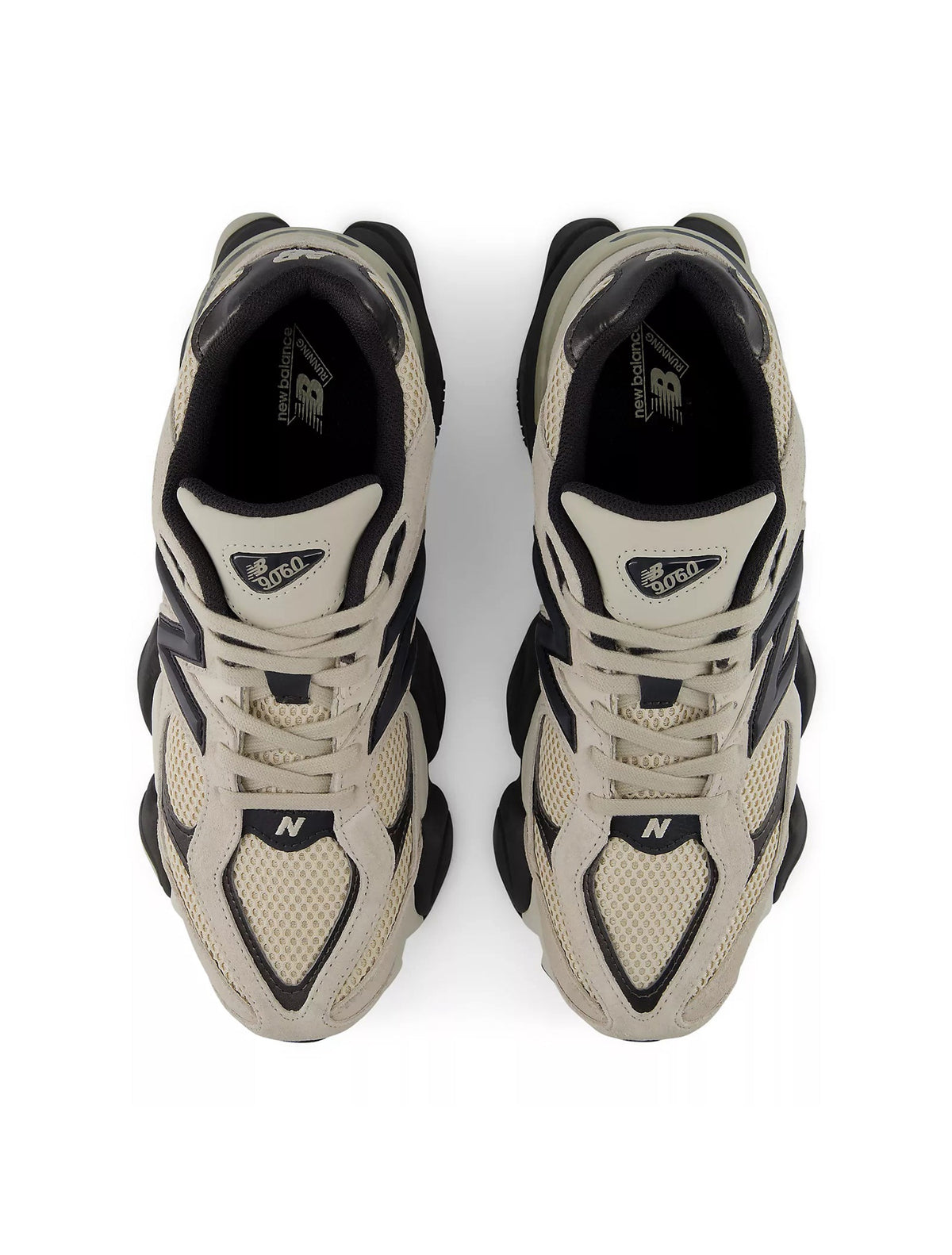 Beige New Balance 9060 men's lifestyle shoes with stylish design and supportive sole, displayed on a clean background.
