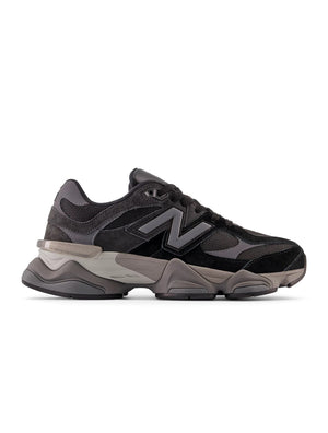 Black New Balance 9060 men's lifestyle shoes, stylish footwear with modern design, featuring sleek black color and comfortable fit.