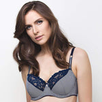 Unlined Full Figure Lace Bra Lauma Navy-0