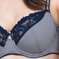 Unlined Full Figure Lace Bra Lauma Navy-1