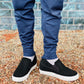 CALTO G63890 3-Inch Taller Lightweight Slip-On Black Sneakers