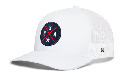 USA X Trucker Hat  |  Blue-Red-White America Snapback