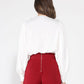 Gracia Fashion Women's V-Neck Long Sleeve Ruffle Detailed Crop Top