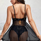 Mesh and Lace Babydoll With Bow