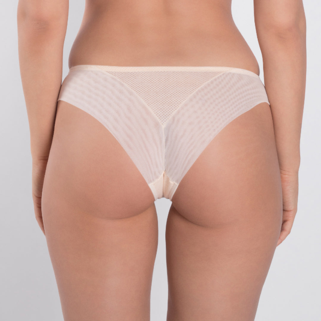 Samanta Valeria Biscuit Sheer Mesh Tulle Embroidered Tanga Panty-1