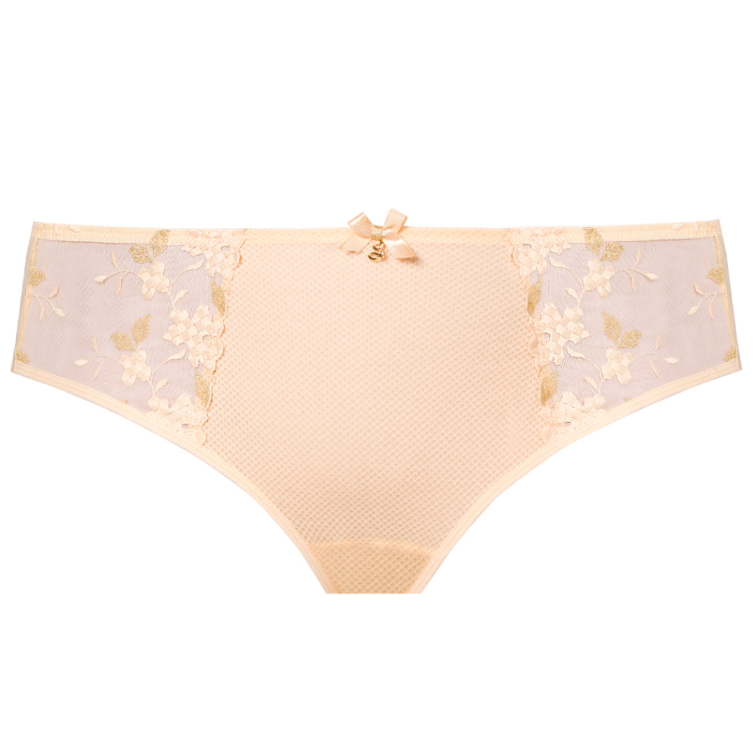 Samanta Valeria Biscuit Sheer Mesh Tulle Embroidered Brief Panty-2