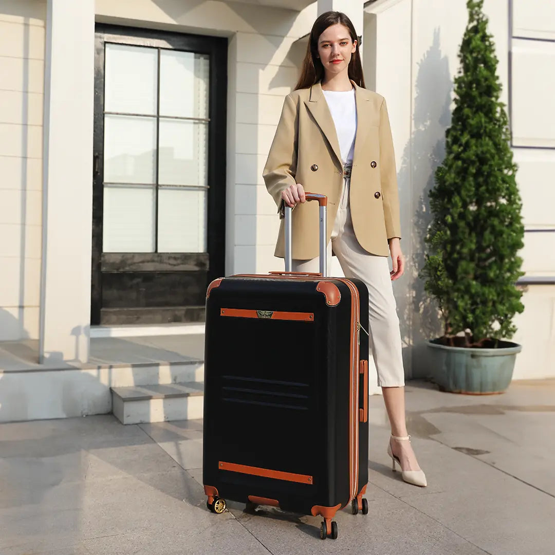Vintage 3 Piece Expandable Retro Luggage Set-2