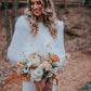 Ivory / White Fur Shawl (Butterfly Ivy03)