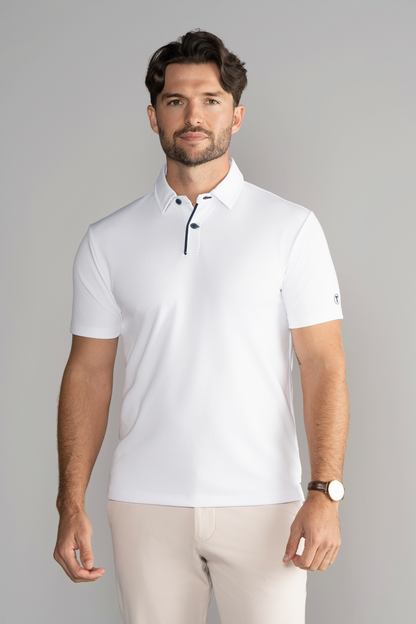 Short Sleeve Polo Contrast // White Navy