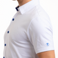 Short Sleeve Button Down Polo Contrast // White Blue