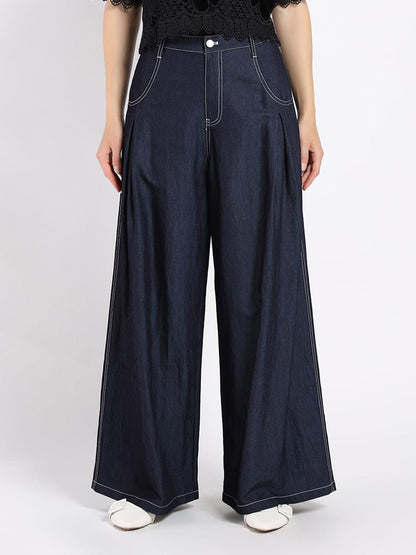 Gracia Fashion Women's Wide Leg Baggy Denim Pants