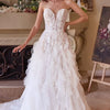 Strapless Drop Waist Cascading Wedding Dress - Off White