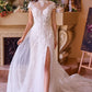 Lace & Tulle Short Sleeve Wedding Gown - Farnelli