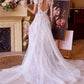 Lace & Tulle Short Sleeve Wedding Gown - Farnelli