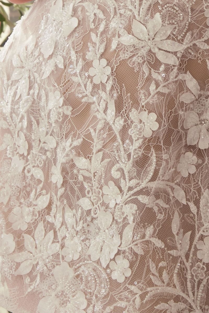 Strapless Short Lace Midi Wedding Dress - Farnelli