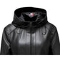 Women’s Black Hooded Leather Coat