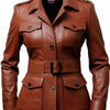 Women’s Brown Leather Coat – Elegant &amp; Timeless Outerwear - Brown