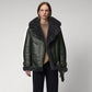 Women’s Green RAF Aviator Styled Shearling Leather Jacket