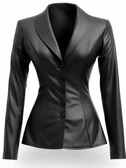 Women’s Black Leather Slim Fit Coat