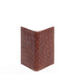 Deux Mains woven card holder in brown, front view
