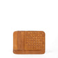 Deux Mains Slim ID Case in cognac leather with woven front design
