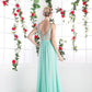 Cinderella Divine 5061 Sheer Beaded Strap Flowy Evening Dress