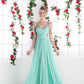 Cinderella Divine 5061 Sheer Beaded Strap Flowy Evening Dress