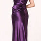 CLEARANCE - Cinderella Divine 7702 Rhinestone Straps One Shoulder Long Satin Gown (Size 2XL)