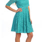CLEARANCE - Celavie 2367 Burgundy Short Lace Dress Mid Sleeves (Size S)
