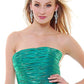 CLEARANCE - Metallic Organza Short Bubble Strapless Ruched Dress (Size XS)