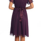 CLEARANCE - Celavie 2298S Short Sleeve Purple Knee Length Dress (Size M)