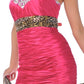 CLEARANCE - Cinderella Divine 7558 Strapless Fuchsia Leopard Print Dress (Size 10)