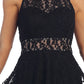 CLEARANCE - Celavie 6201s Sleeveless Black Lace Dress Knee Length (Size L)