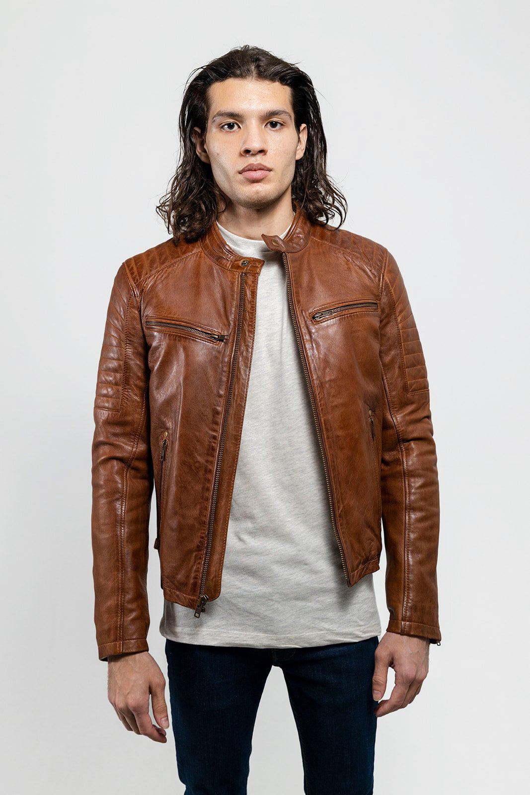 Whet Blu NYC Zack men's fashion leather jacket, front view