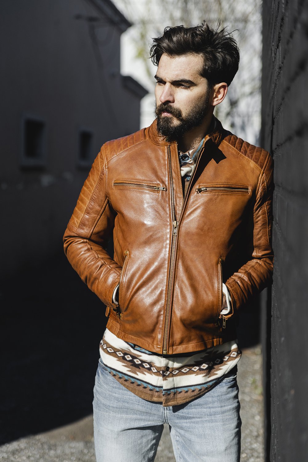 Whet Blu NYC Zack men's fashion leather jacket in black, front view