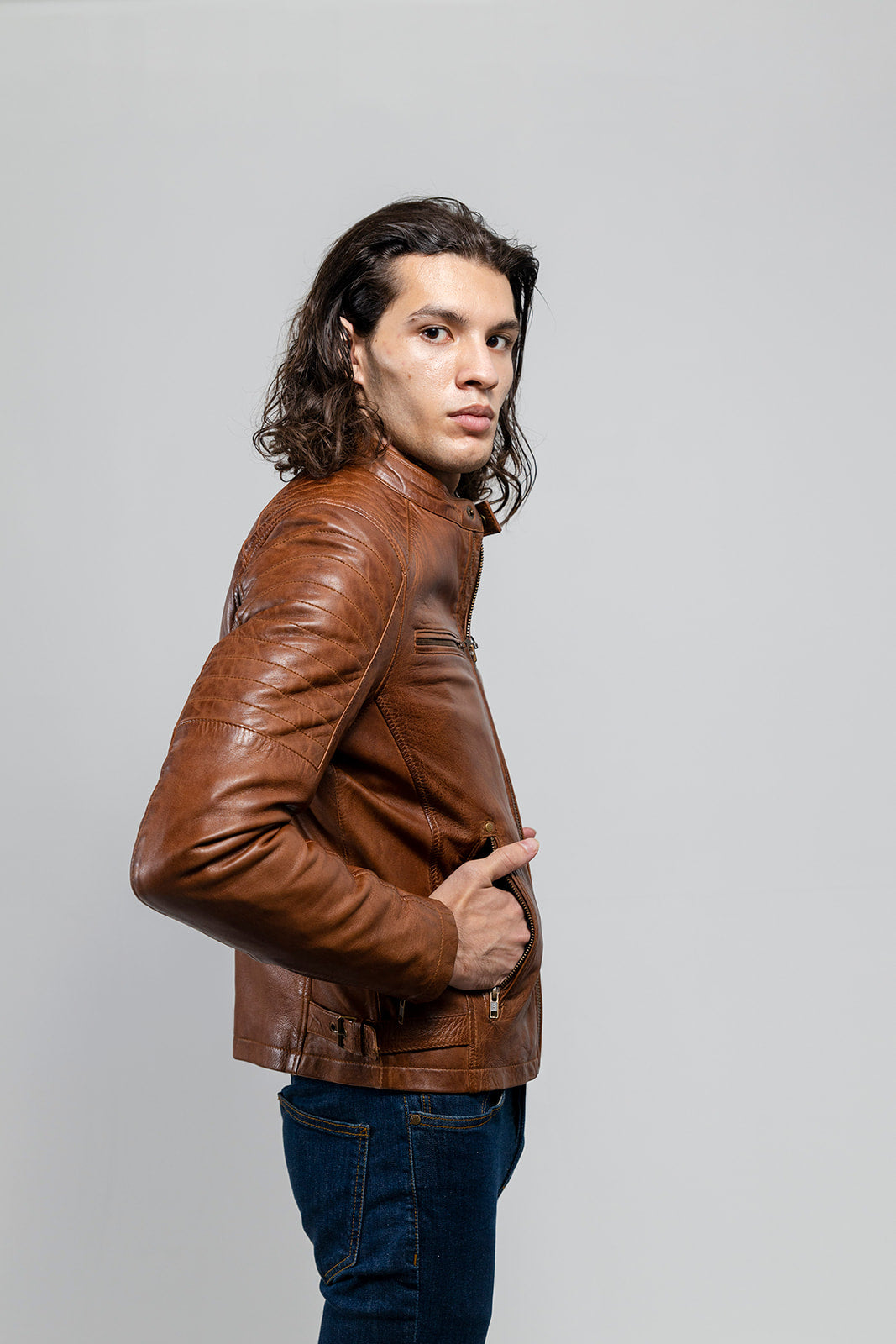 Whet Blu NYC Zack men's fashion leather jacket side view