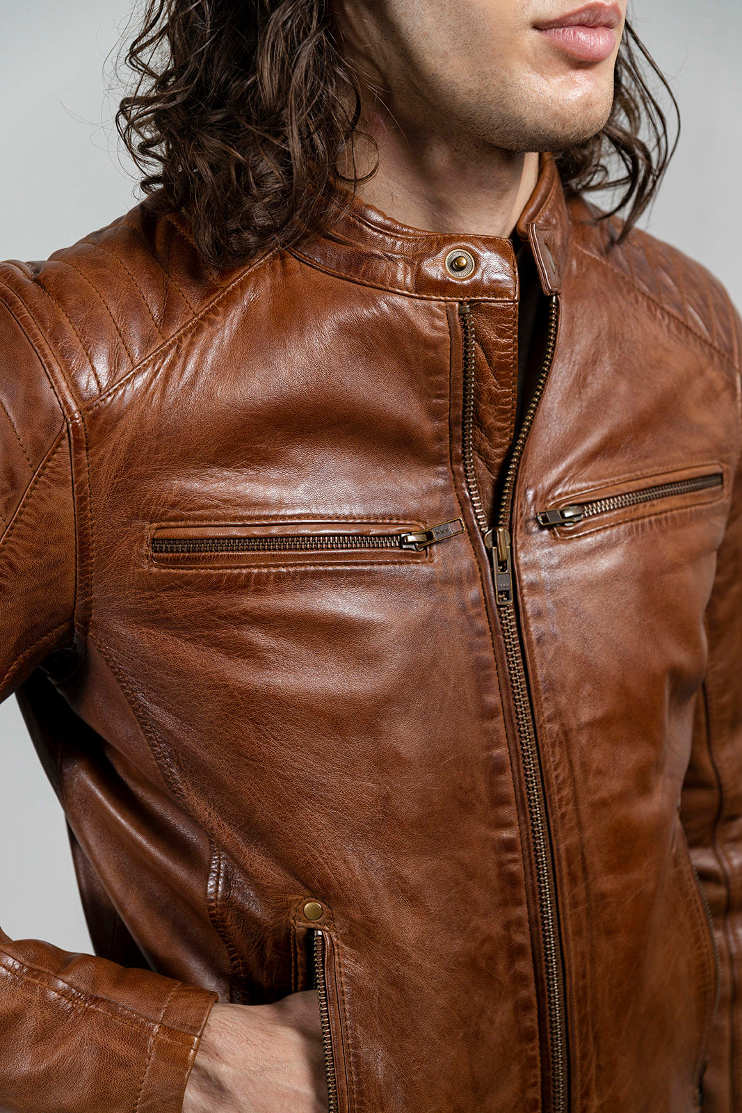 Whet Blu NYC Zack men's fashion leather jacket with zip pockets