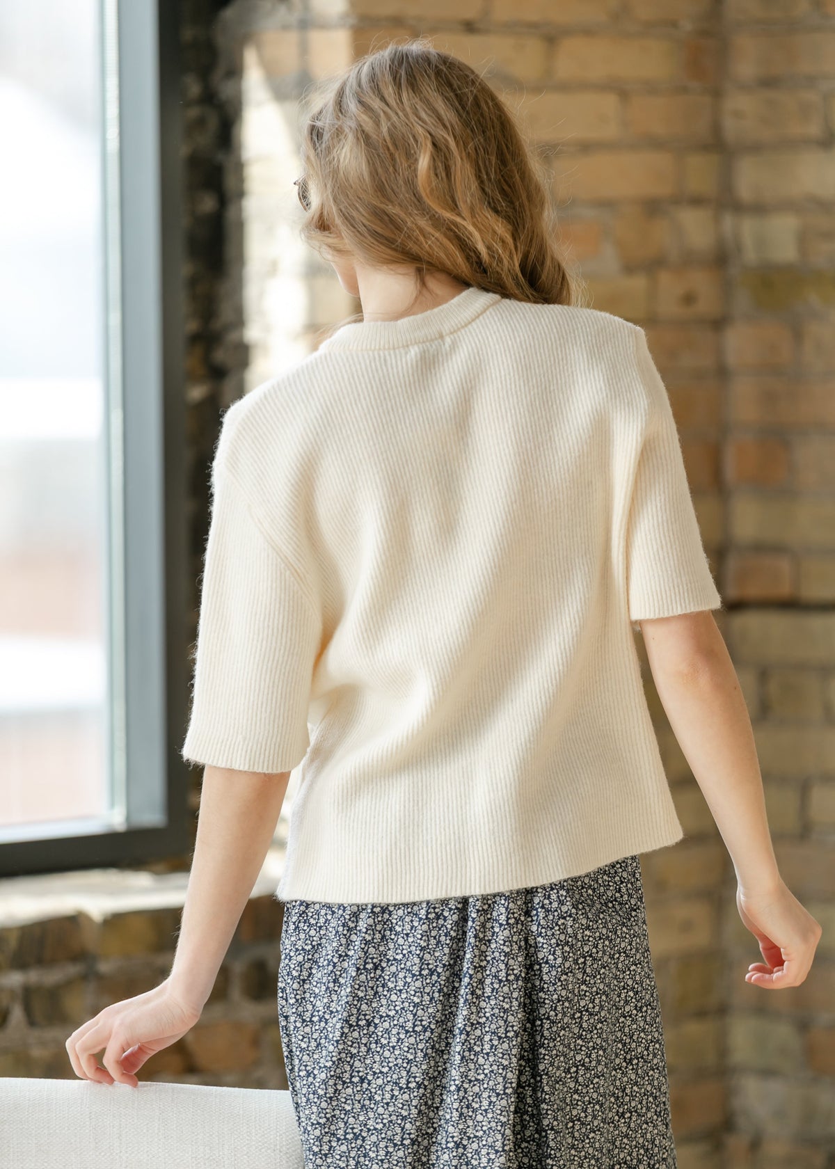 Inherit Co. Zadie ivory short sleeve button-front cardigan, IC Layering Essentials outfit view